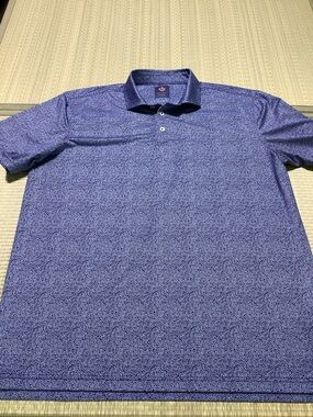 Donald Ross Men's Blue Micro-Print Polo Shirt Verrado Golf Club Logo